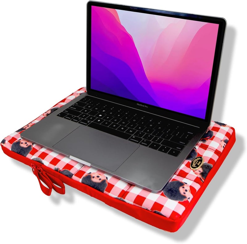 Sonix | Puffy Laptop Sleeve | 15-16 Inch, Quilted Pillow Puffer Laptop Carrying Case, Computer Sleeve | Monchhichi Check - Image 2